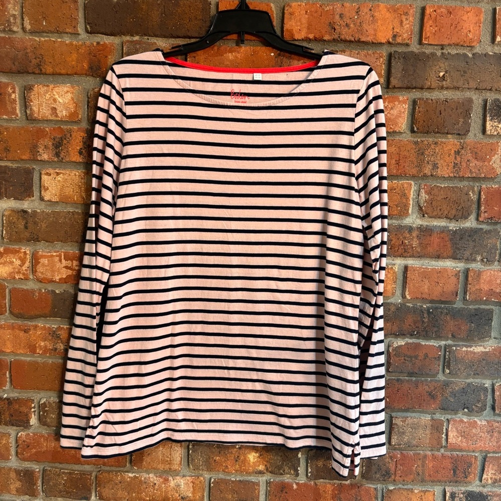 Boden women’s stripped long sleeve t-shirt pink/black 10